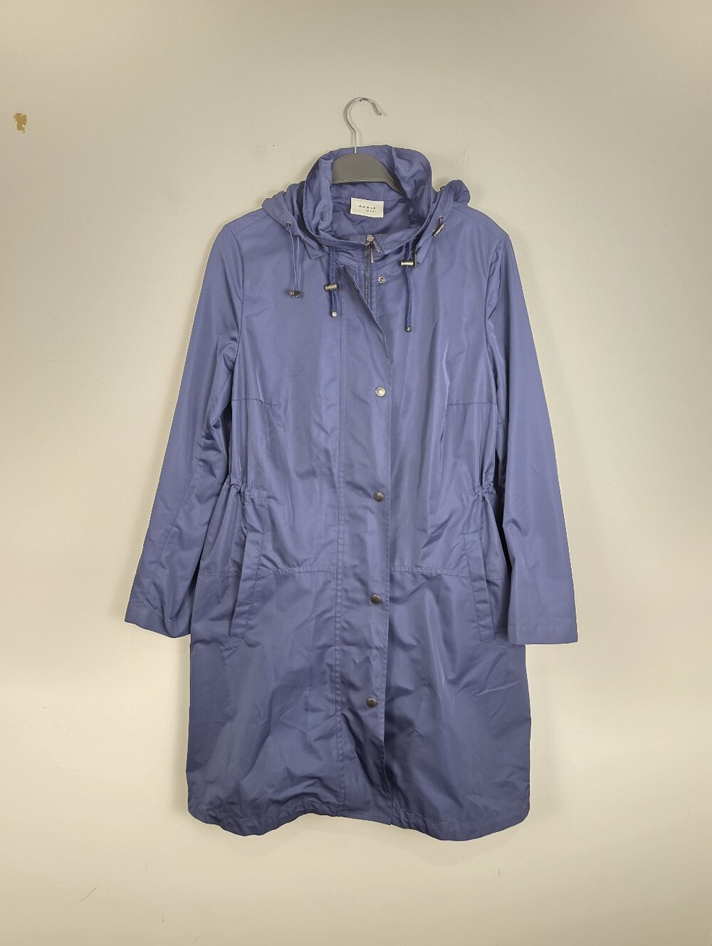 Akris punto Navy Blue Hooded Utility Rain Coat Jacket Size 12 - Picture 12 of 14